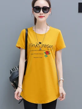 

Medium and long loose cotton short sleeve T-shirt women's wear large size fat sister summer new style of T-shirt 2020