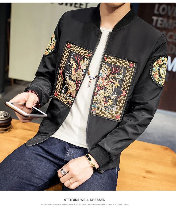 Bonjean китайский дракон хип хоп куртка-бомбер мужская одежда Японская уличная Мужская куртка, пальто 5XL мужские куртки и пальто