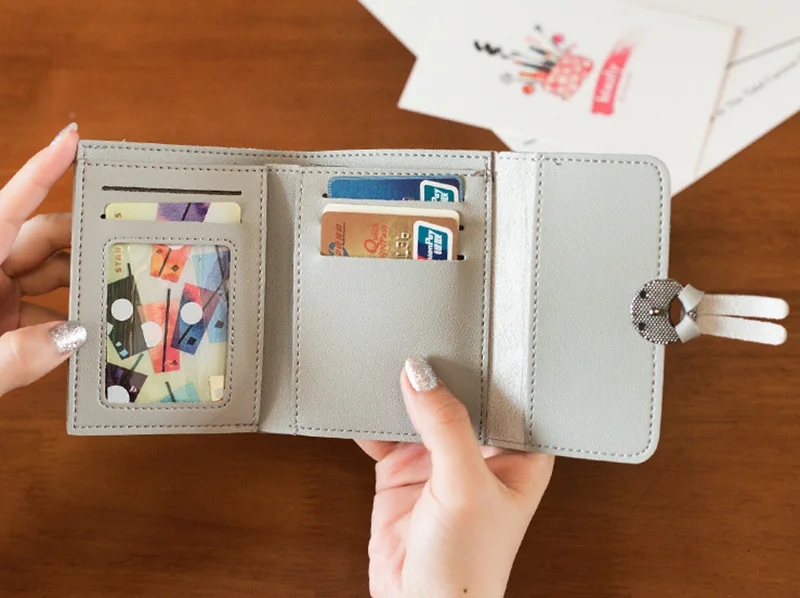 Women Short Wallet PU Leather Mini Female Money Purse New Fashion Foldable Credit Card Holder Lady Coin Bags Girl Wallets WT0121 (4)