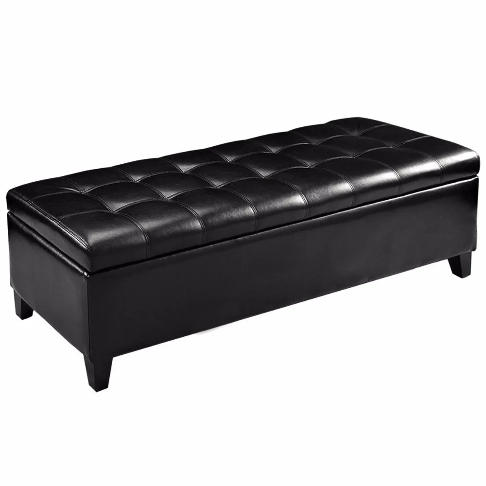 Goplus 51'' Storage Ottoman Bench Modern PU Leather Home Accents Tufted Rectangular Living Room Organizer Footstool HW56301 Goplus 51'' Storage Ottoman Bench Modern PU Leather Home Accents Tufted Rectangular Living Room Organizer Footstool HW56301
