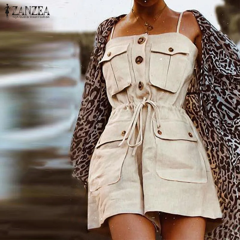 beige cargo playsuit