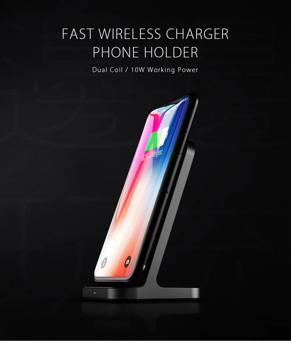 

LONTEMS TS20 Vertical Wireless Charger Cell Phone Bracket Quick Charger telefon tutucu soporte movil