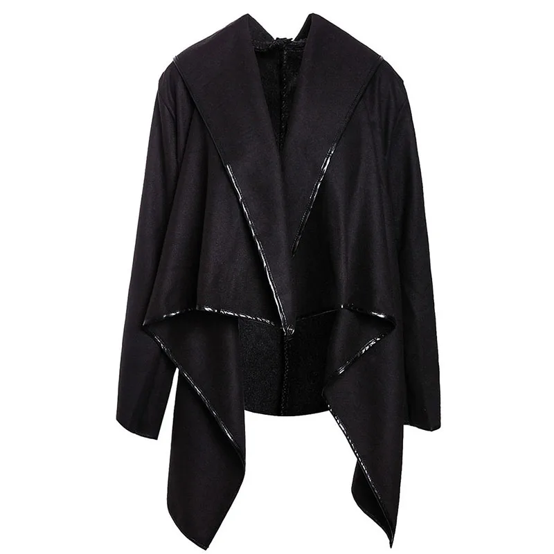 awesome  Women Autumn Spring Irregular Long Cashmere Overcoats Jacket Scarf Collar Solid Coat Female Warm Lo