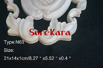 N63 -21x14x1cm Wood Carved Onlay Applique Carpenter Frame Decal Wood Working Carpenter Decoration