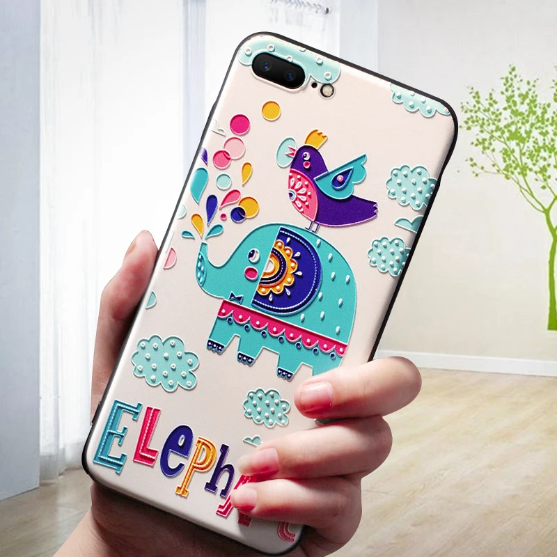 

3D Three-Dimensional Relief For iphone 7 Case Hippo Elephant Cat Flower Pattern For iPhone 6 6S 7 8 plus X Soft Silicone Case