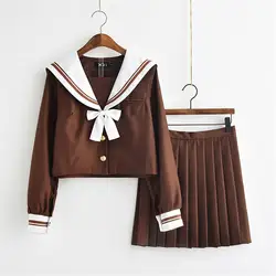 UPHYD аниме Косплэй школьная форма топ и юбка костюм моряка набор школа девушки коричневый Seifuku форма W54