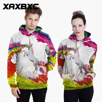 

New Harajuku Ink Rainbow Unicorn 3D Printed Hoodie Hooded Femme Sweatshirt Casual Loose Men Women Hoodies Coat Plus Size