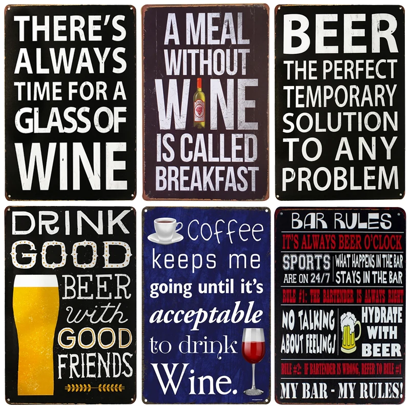 [InFour +] винное слово домашний бар магазин винтажных металлических вывесок декор