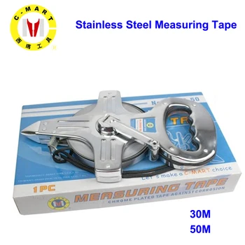 

C-Mart Tools 30M 50M MM/INCH Stainless Steel Measuring Tape Portable Rack Steel Tape Measure Engineering Tool 30 50 -Meter-Long