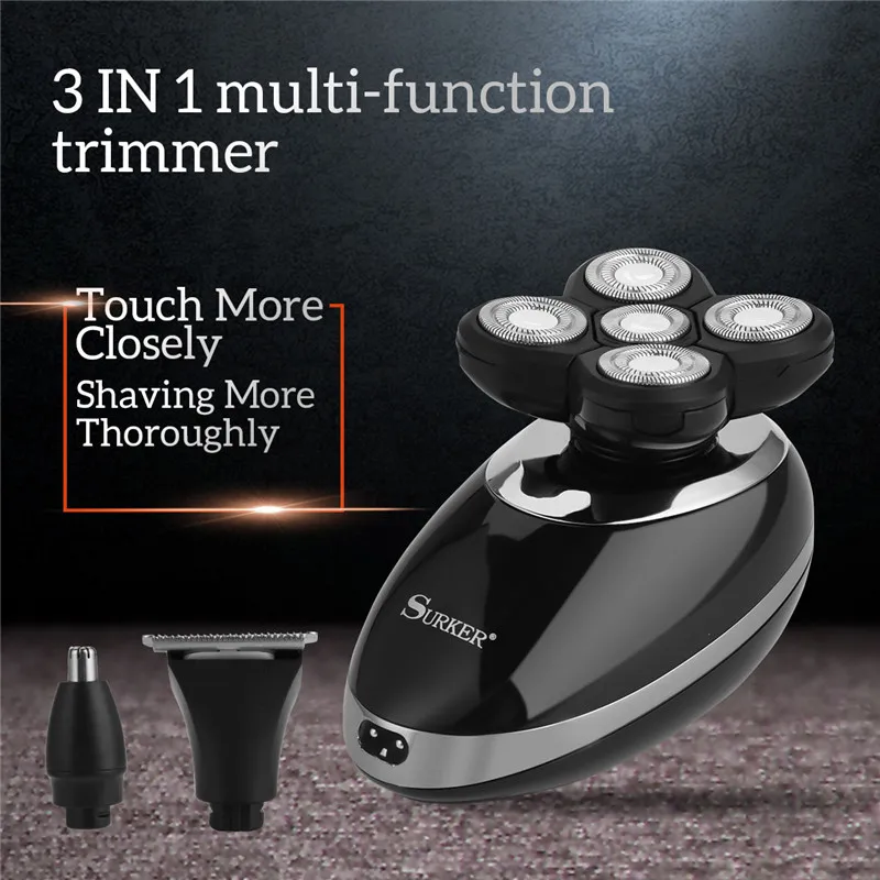 3 In 1 Men S 3d Rotary Floating Razor Bald Clipper Nose Hair