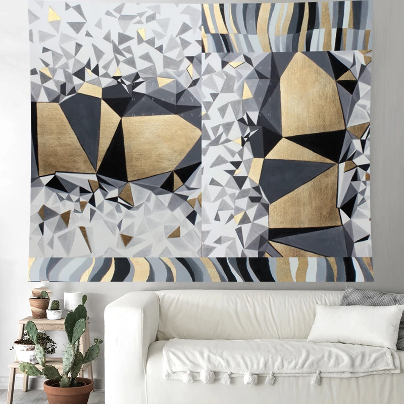 Personality Geometric stripe abstract wall hanging structure yellow Tapestries hippie Psychedelic Wall carpet Hanging Home Decor