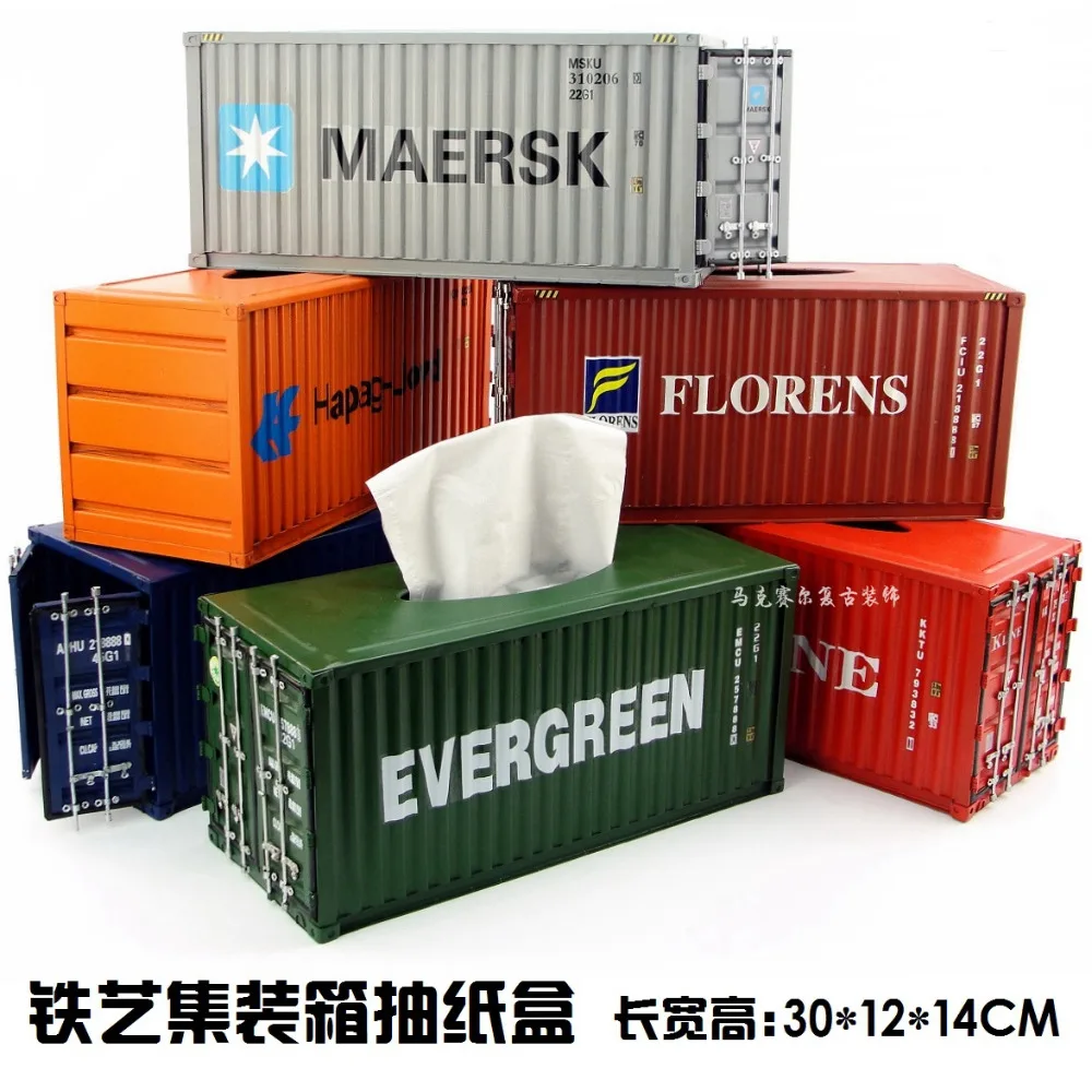 

Container tissue box American vintage paper cartons Hand - made iron container molding decorative furnishings Brush pot