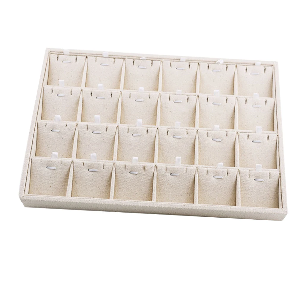 Multifunctional Beige Linen Jewelry Tray Jewelry Display Organizer Holder Case Earring Storage Box for Bracelet Necklace серьги