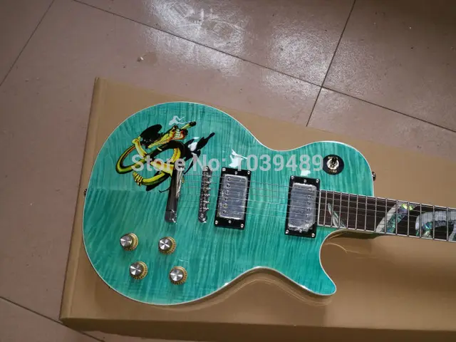 Cheap Wholesale Best Musical instruments green slash Electric Guitar Snake Board.
