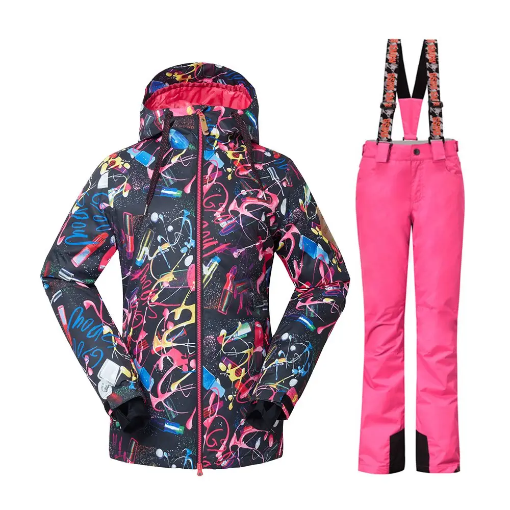 Новинка, высококачественные женские лыжные куртки и штаны, одежда для сноуборда, теплая водонепроницаемая ветрозащитная зимняя одежда, лыжные костюмы - Цвет: 03