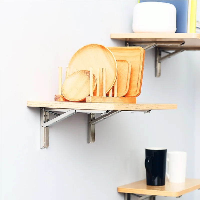 1Pair(2 PCS)/Lot Premintehdw Stainless Steel Folding Shelf Bracket RV