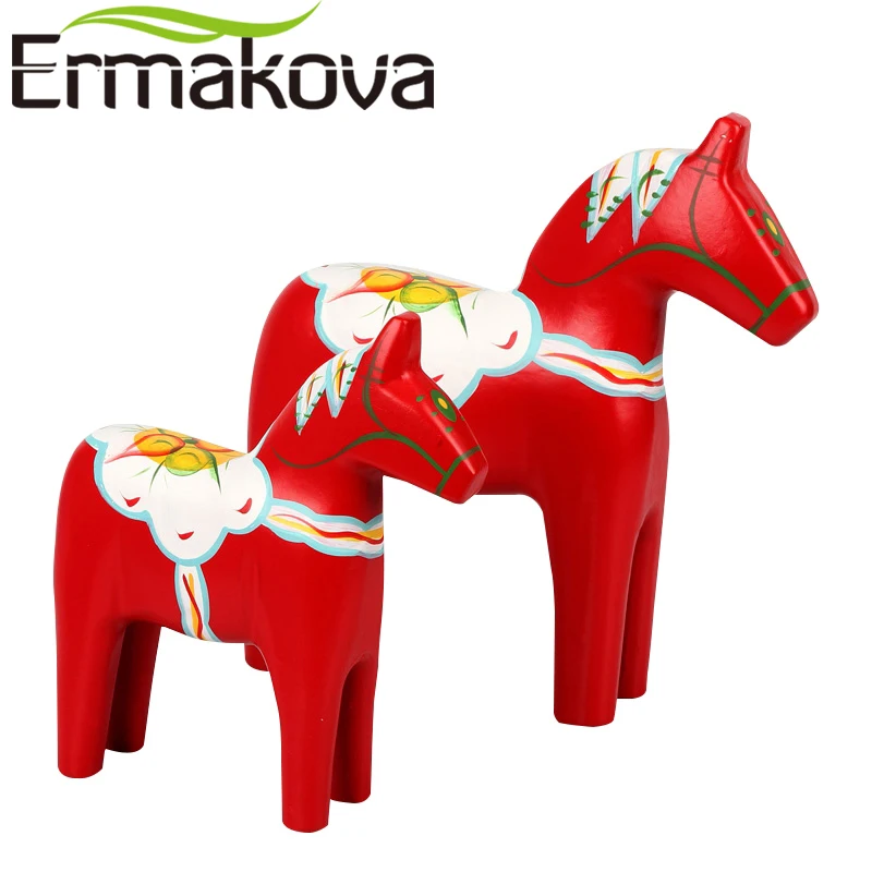 ERMAKOVA 2 шт./компл. деревянная Дала лошадь статуэтка традиционная Животная