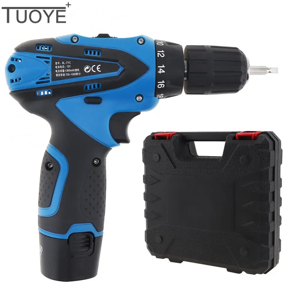 

AC 100 - 240V Cordless 12V Electric Drill Tool Box with Rotation Adjustment Switch and Two-speed for Handling Screws