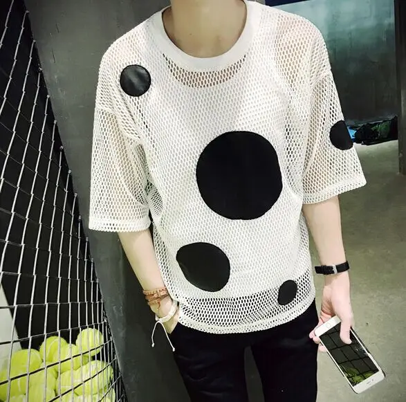 New Men's Clothing Metrosexual slim hollow large dot DJ