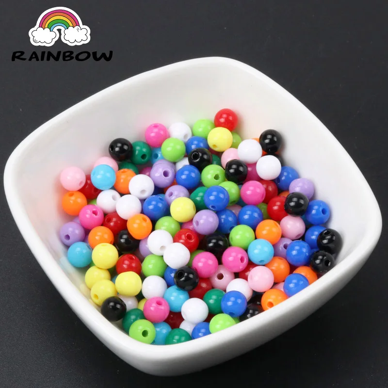 

Wholesale Mixed Solid color Acrylic Round Spacer beads For jewelry handmade Diy 6mm 8mm 10mm 12mm