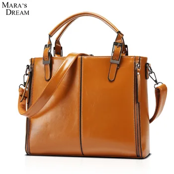 

Mara's Dream Ladies Shoulder Bags Women PU Leather Black Solid Color Metal Double Zippers Big Capacity New Messenger Bags