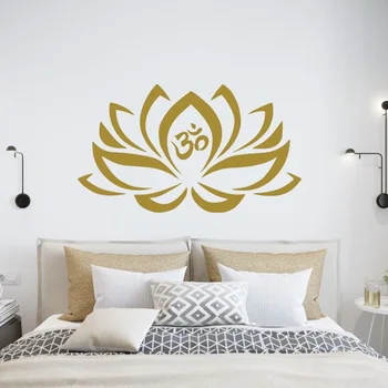 

Calcomanas de pared de flores de loto para dormitorio mehndi calcomana de vinilo impermeable Namaste pegatina de mandala Yoga St