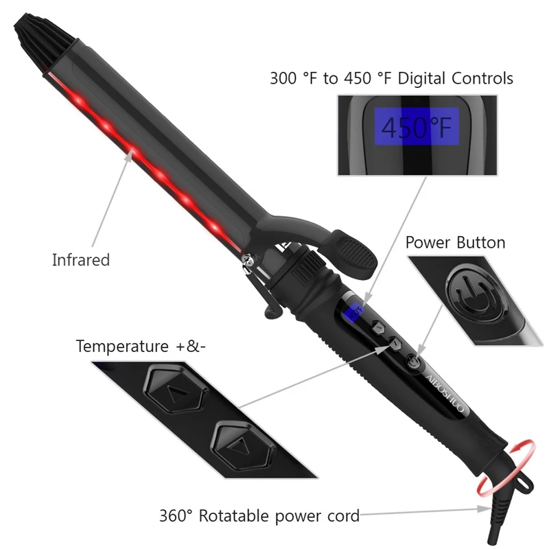 

Multifunctional Curling Iron Rotating Curler Straight Volume Dual-Use Infrared Negative Ion Curling Iron Straightener Us Plug