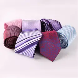 7 см модные Для мужчин галстук в полоску галстук Бизнес вечерние костюм галстук для Для мужчин синий розовый Свадебное узкий галстук узор