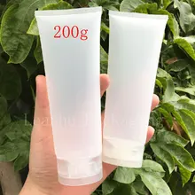 200 г пустые прозрачные матовые мягкие многоразовые пластиковые глазурные тюбики для лосьона сжимаются в косметической упаковке, крышки для крема