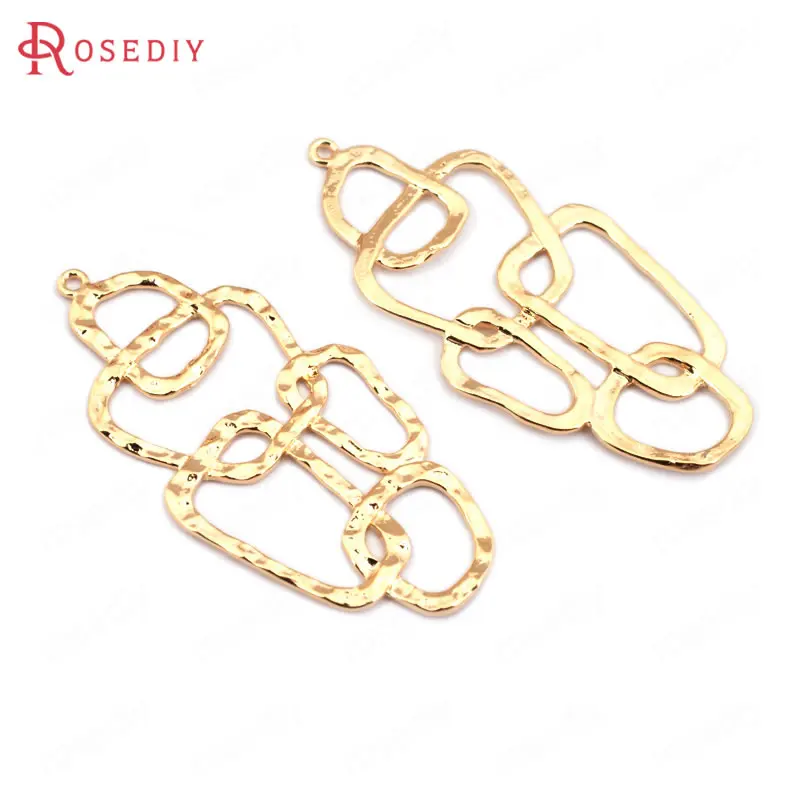 

(33489)6PCS 42*21MM 24K Gold Color Brass Geometry Charms Pendants High Quality Diy Jewelry Findings Accessories wholesale