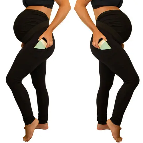 Женские Леггинсы для беременных Бесшовные штаны для йоги эластичные брюки для беременных Одежда для беременных с карманами женские наряды