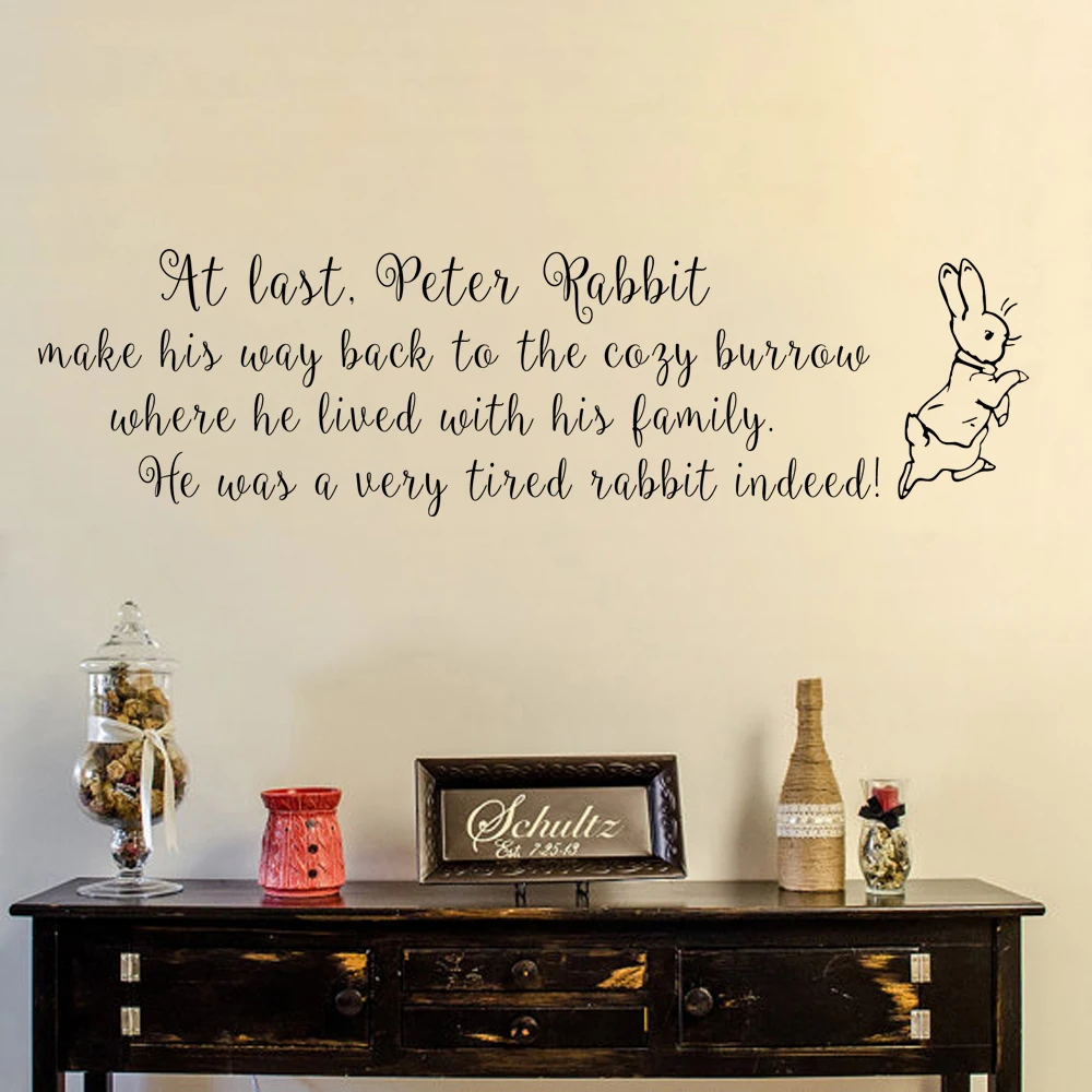 Us 20 69 Nursery Room Wall Decal Peter Rabbit Children Quote Bedroom Art 35 6cm X116 8cm In Stickers From Home Garden On Aliexpress