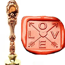 Винтажный квадратный крестик Love Heart стрелка изображение на заказ логотип роскошный воск печать штамп латунь Павлин металлическая ручка подарочный набор