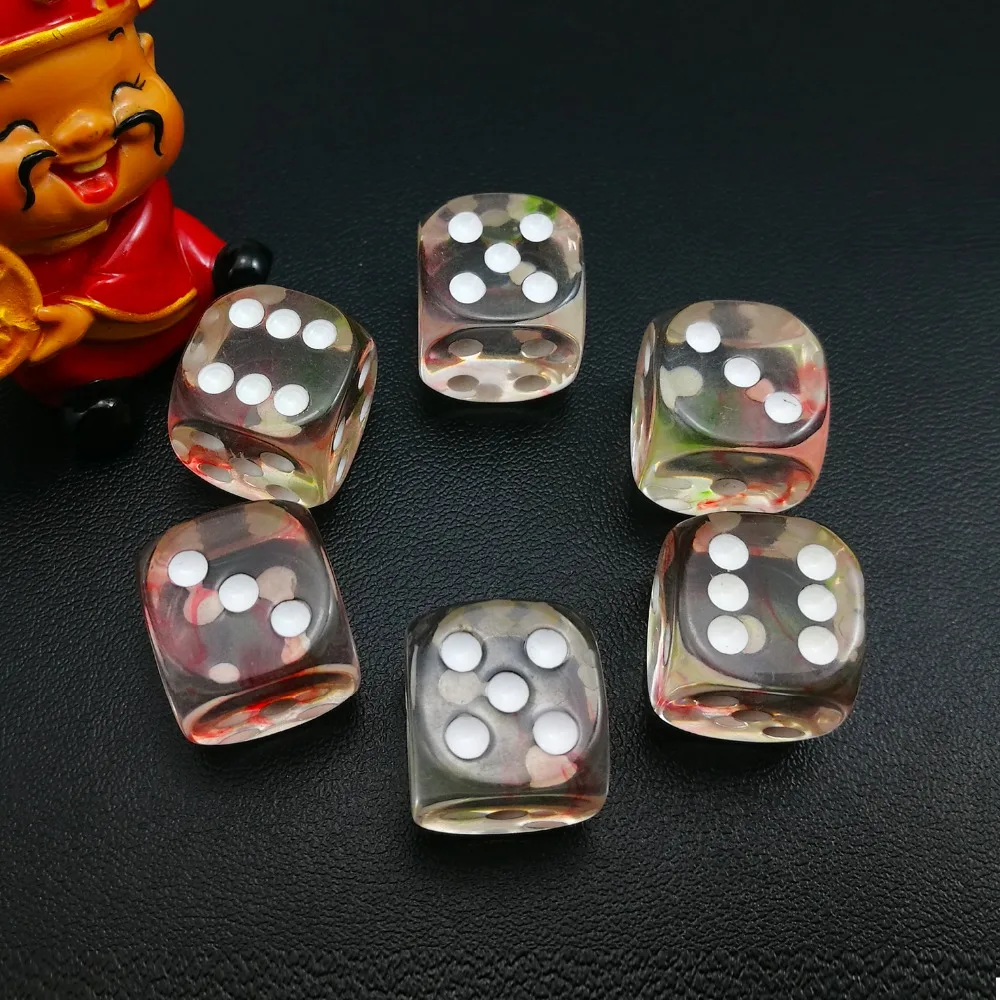 

Two Tone Nebula Game Dice Set of 6pcs, Crystal Clear Nebulous Six Sides D6 Dice 16MM, Nebulous Cube 5/8 Inch, 6pcs Dice Set