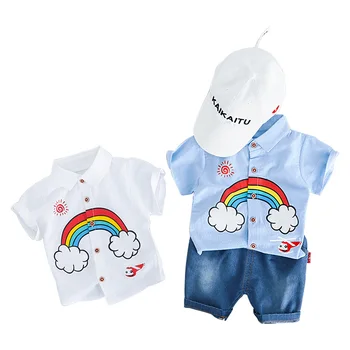 

Children Clothing Set Autumn Baby Boy Girl Clothes Clothes Rainbow Shirt Holes Infant Jeans Casual Kid Clothes Clothes