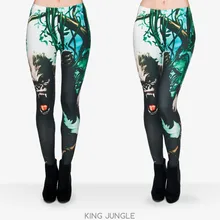 Для женщин девушка Забавный 3D Король джунглей печатных время приключений Зеленый Леггинсы для Divertido deporte polainas де las mujeres