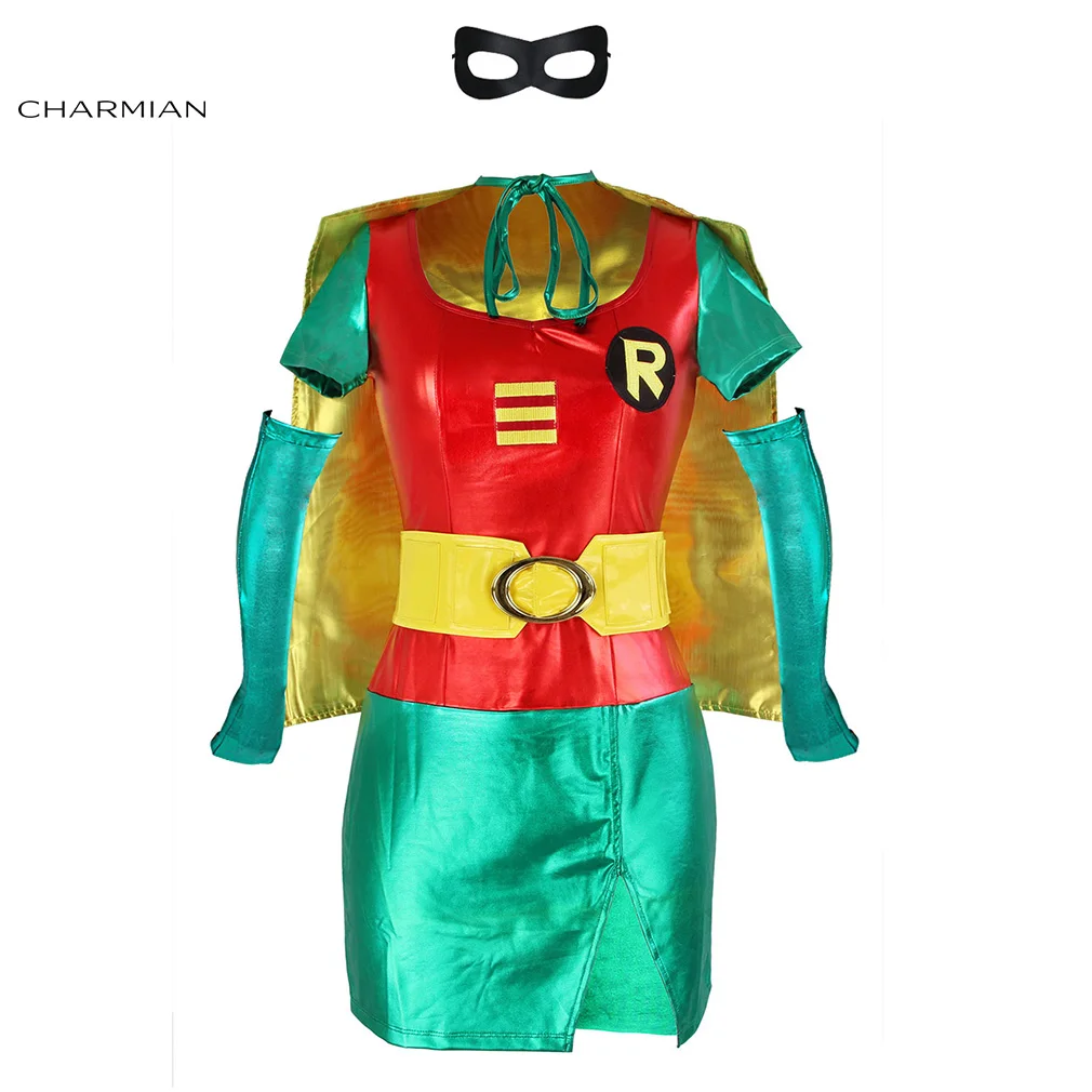 

Charmian Womens Sexy Robin Halloween Cosplay Costume Adult Mini Dress Carnival Party Fantasias Cosplay Costume Clothes