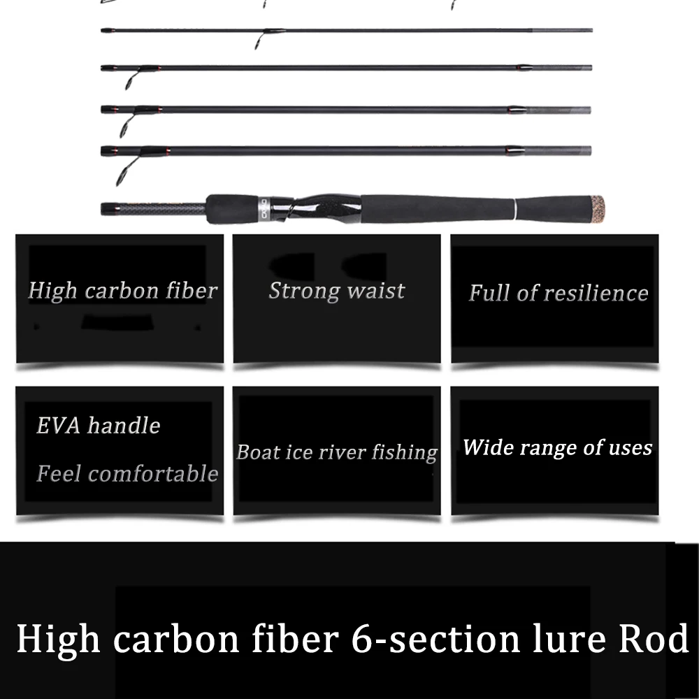 2,1 м, 2,4 м, удочка для приманки, 6 секций, углеродное спиннинговое удилище, удочка для путешествий, удочка для литья, приманка, Wt: 1-16 г, удочка для морской воды