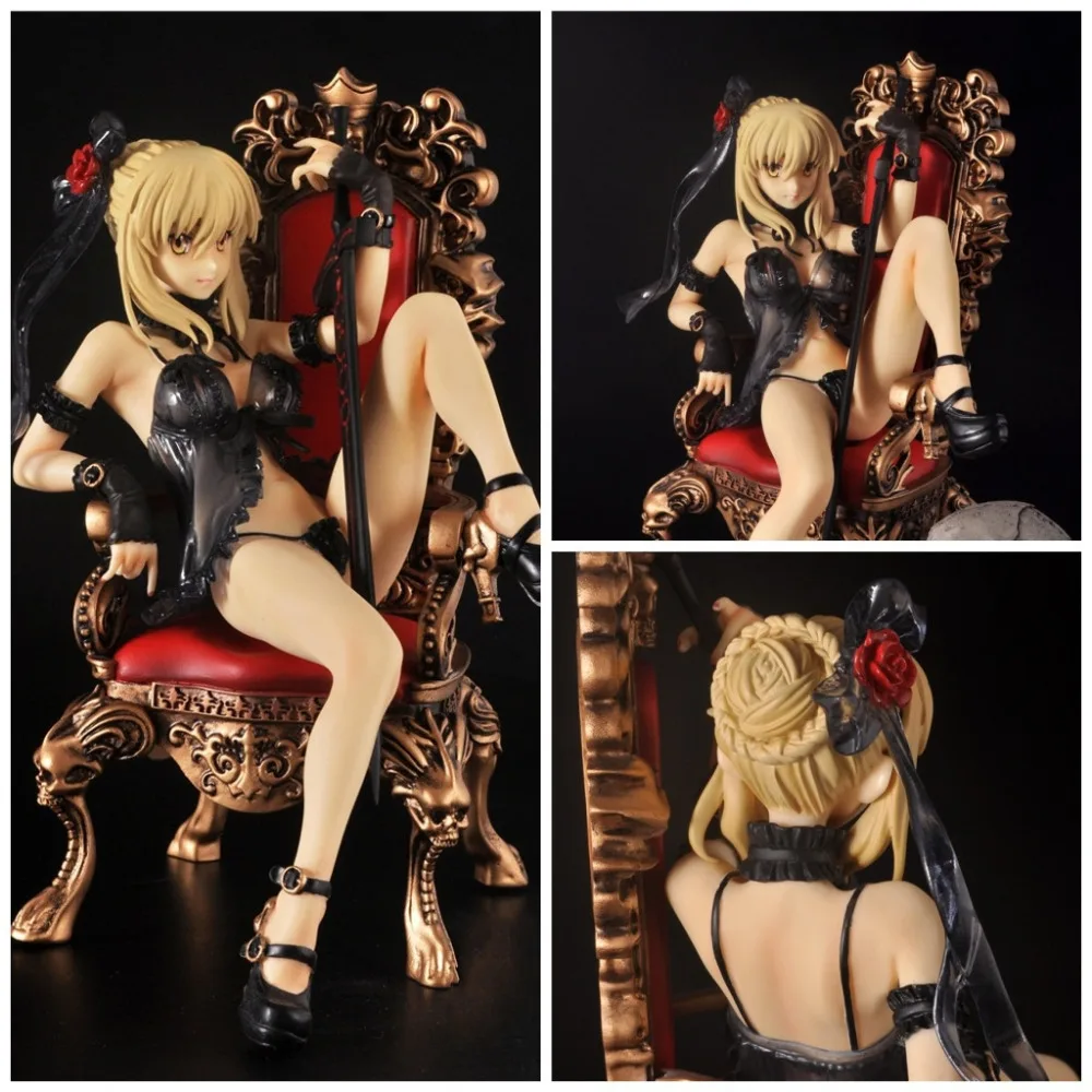 Fate Stay Night Black Saber Throne сексуальная пижама японского аниме фигурки игрушки ПВХ Модель Коллекция