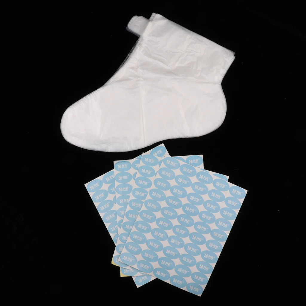 200 Counts Paraffin Bath Liners for Foot, Foot Liners for Paraffin Wax, Plastic Socks Foot Bags, Foot Protectors with Stickers