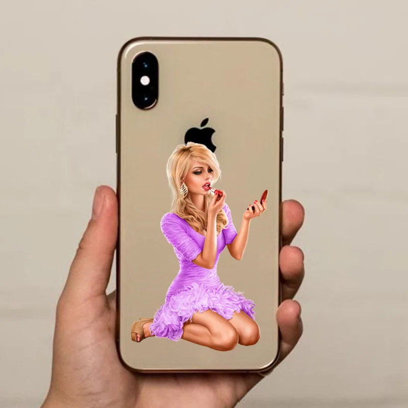 Vogue принцесса девушка мама босс чехол для телефона чехол для apple iPhone 10 X XS MAX XR 5 5S SE 6 6S 7 8 Plus коричневый черный чехол для волос - Цвет: TPU transparent