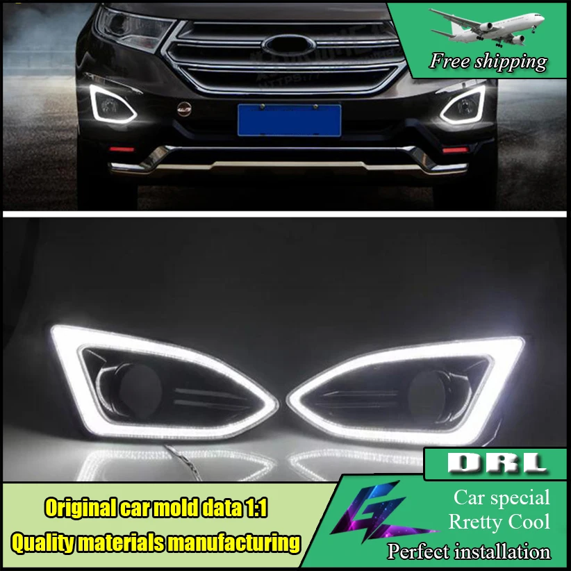 

Car Styling LED DRL For Ford Edge 2015 2016 LED DRL Daytime Running Light 12V Waterproof Fog Lamp DRL With Fog Lamp Hole