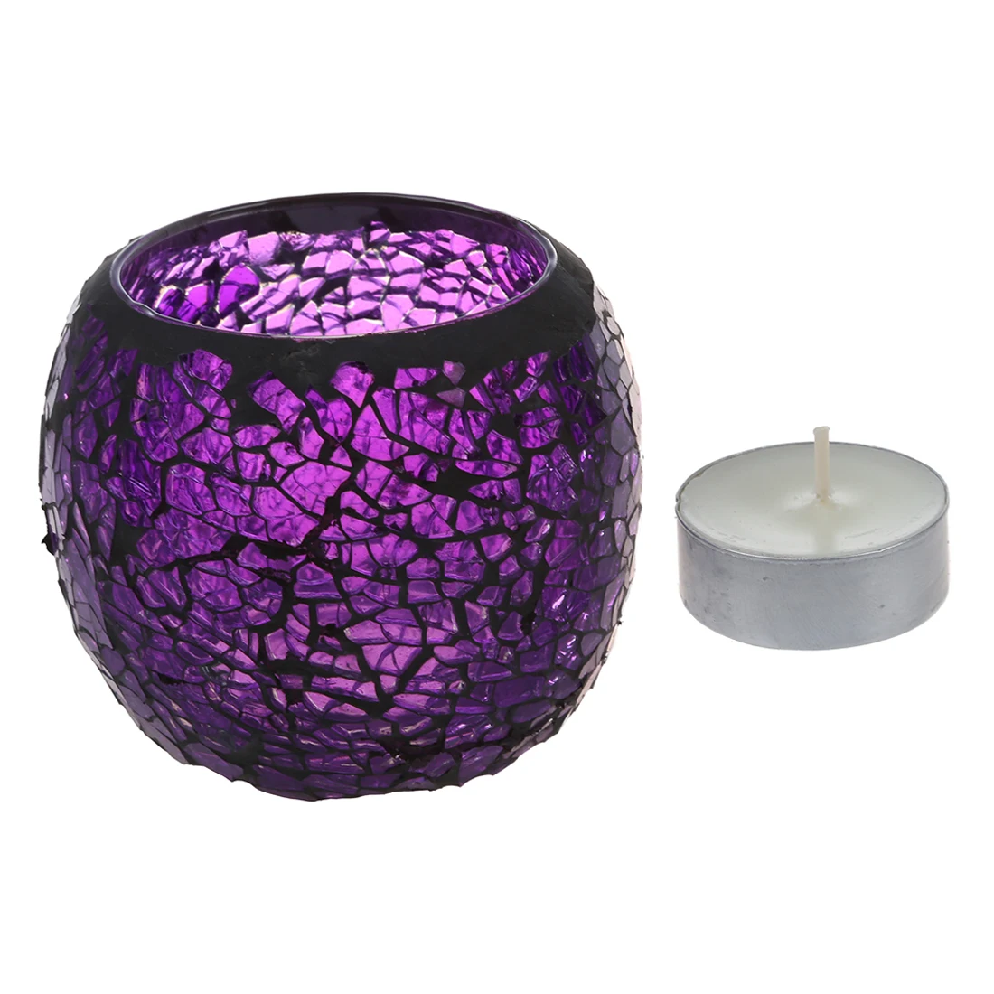Handmade decorative crystal candle candlestick, purple black borderin Candle Holders from Home