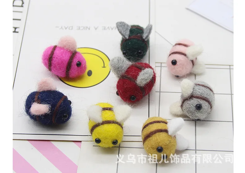 Шерсть фетр пчела ручной штампованные музыкальные продукты Дети DIY заколка для прически мультфильм животное брошь одежда аксессуары 30 шт