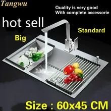 Горячая бытовой vogue балкон кухня ручная раковина одинарная мойка большая прочная 304 нержавеющая сталь 60x45 см