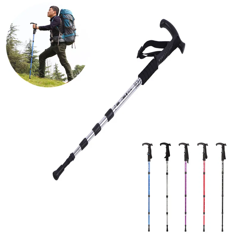 

4-Section Carbon Alpenstock Telescopic Walking Trekking Crutches Pole Lightweight Adjustable Hiking Stick