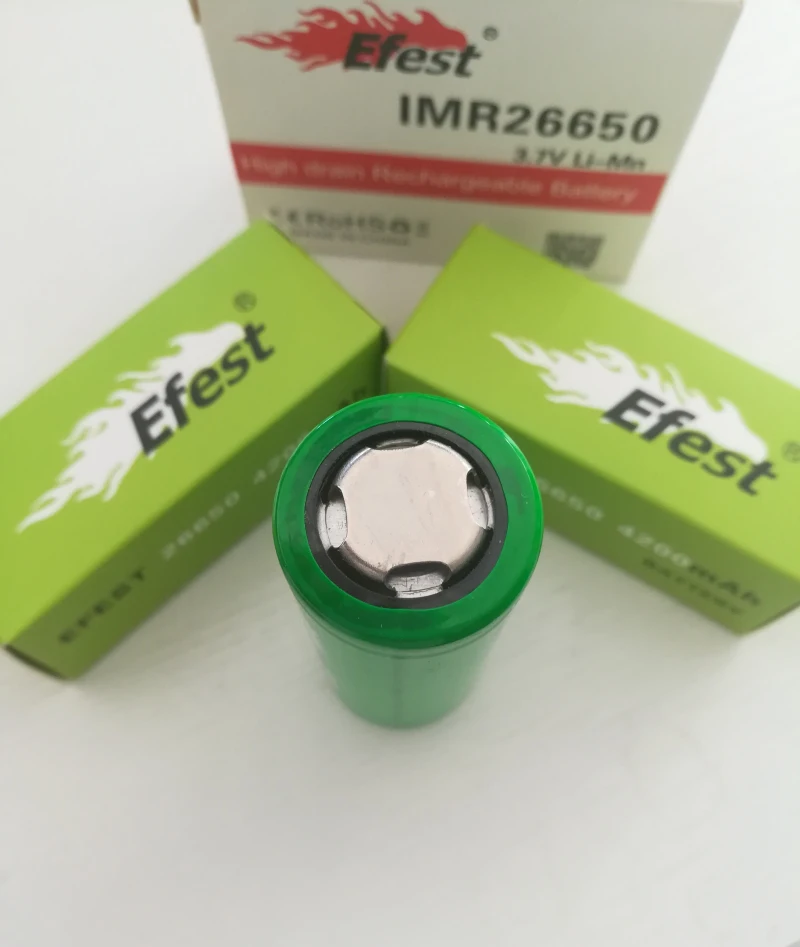 2 шт. EFEST IMR 26650 4200mah 3,7 V 50A LI-MN аккумулятор зеленый фонарь высокой разрядки Vape блок питания для электронной сигареты батареи