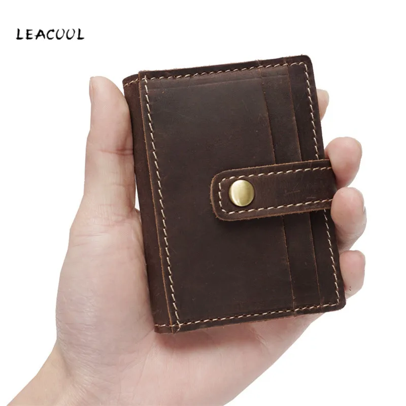 

100% Genuine Crazy Horse Leather Passport Cover Solid Credit ID Card Case Holder Business Unisex Travel Wallet