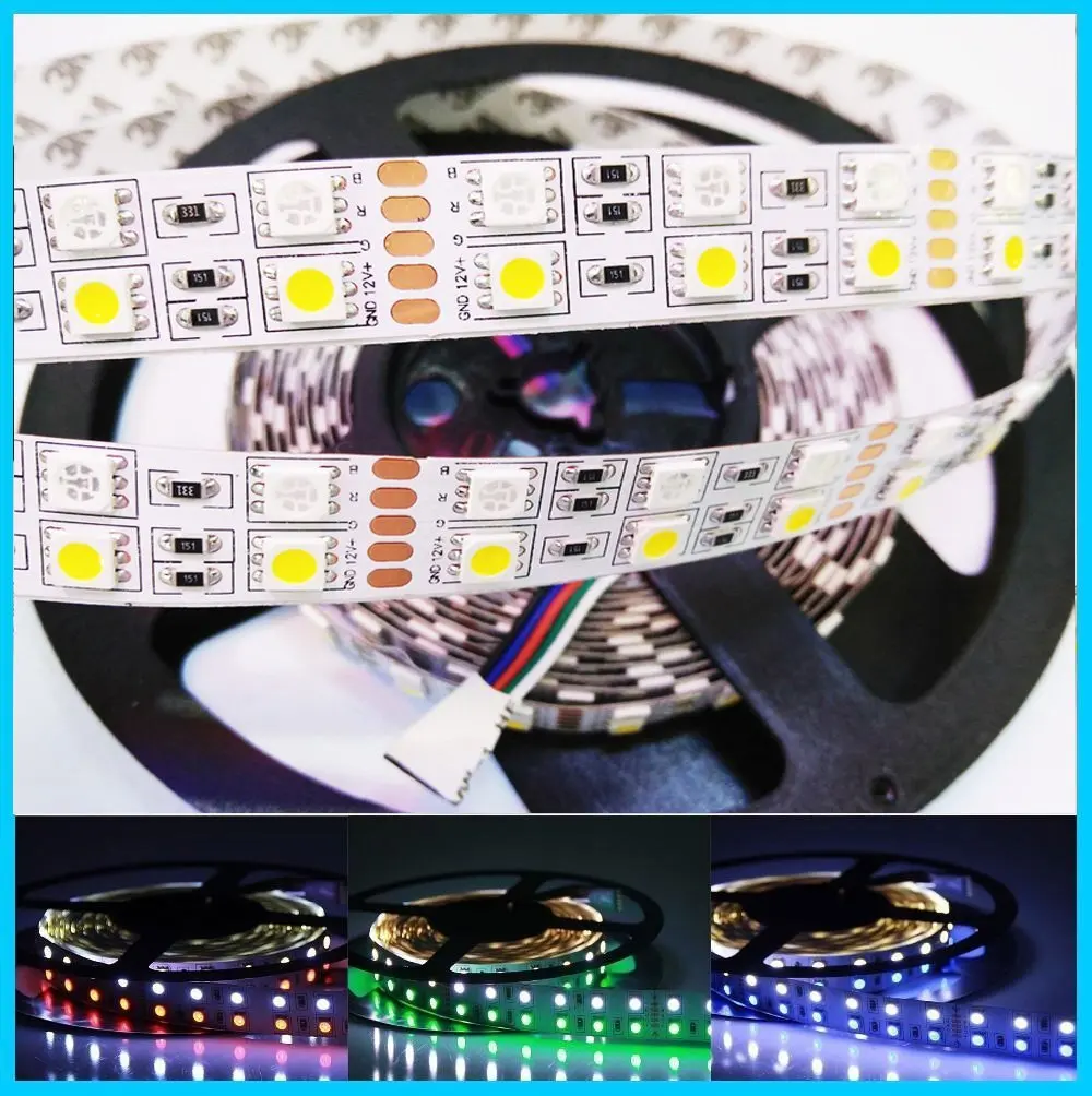 5 м Двухрядные IP20/IP67 водонепроницаемые 5050 SMD RGBW (RGB + белый) RGBWW теплый гибкие