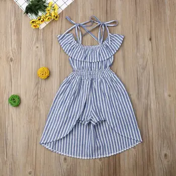 

Summer Toddler Baby Kids Girls Striped Romper Jumpsuit Outfits Clothes Off Shoulder Cute Sleeveless Soft Lovely Jumpsuit